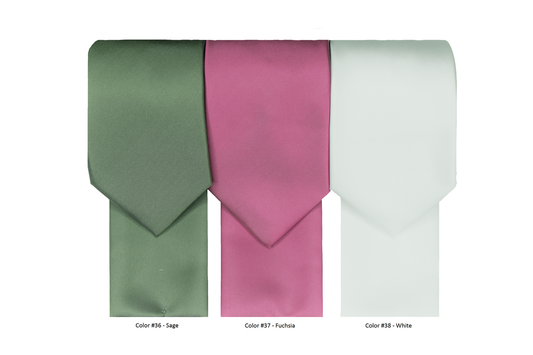 FX Fusion Solid Color Wedding Tie & Pocket Square Set in White-Regular Length