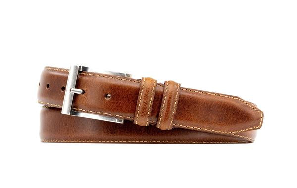 Martin Dingman Bill Water Buffalo Leather Belt in Burnt Cedar