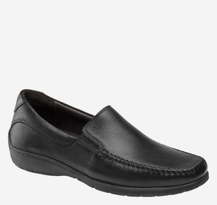 Johnston & Murphy Crawford Venetian in Black Tumbled Full Grain