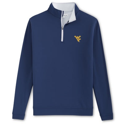WVU Peter Millar Perth Performance Pullover in Navy