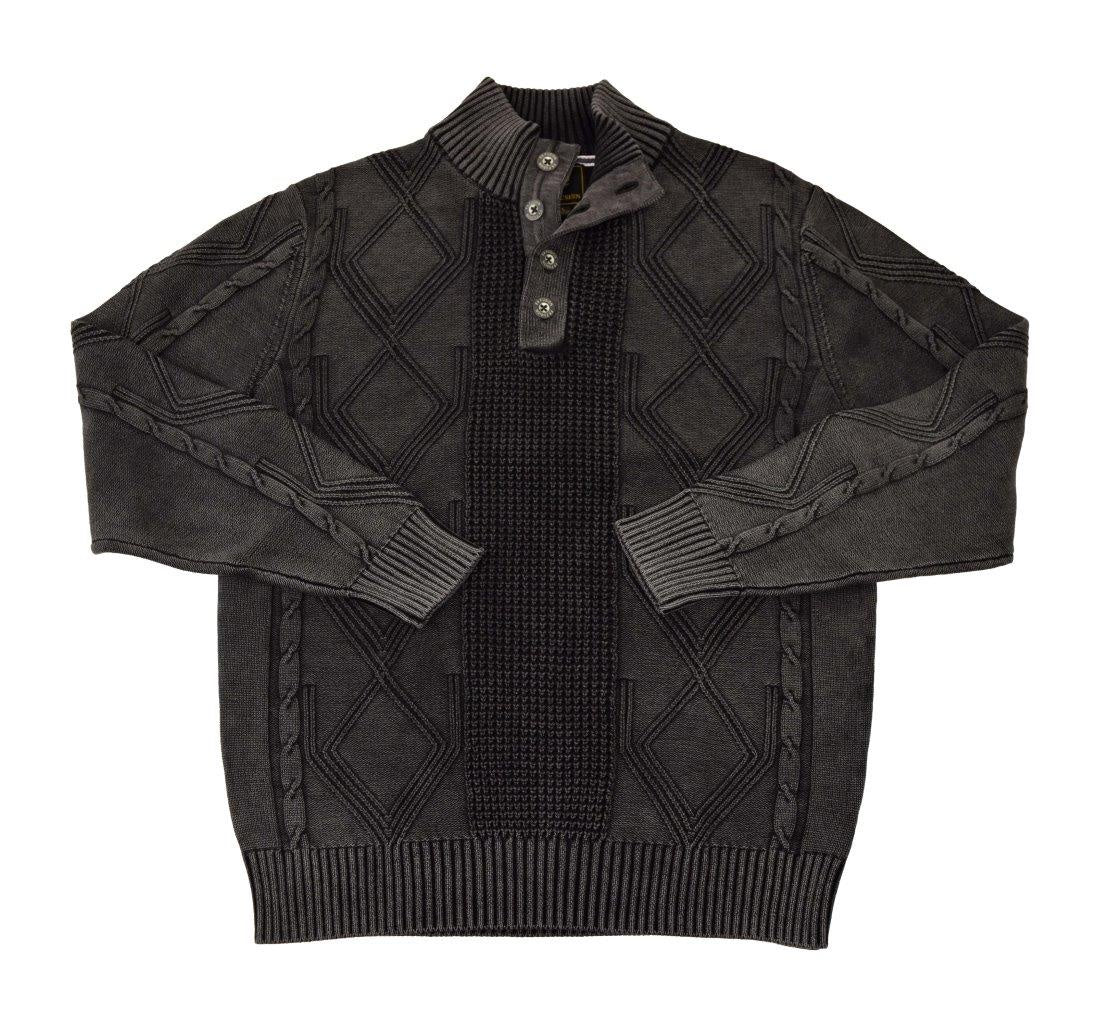 F/X Fusion Button Sandwashed Cable Mock Sweater in 4 Colors
