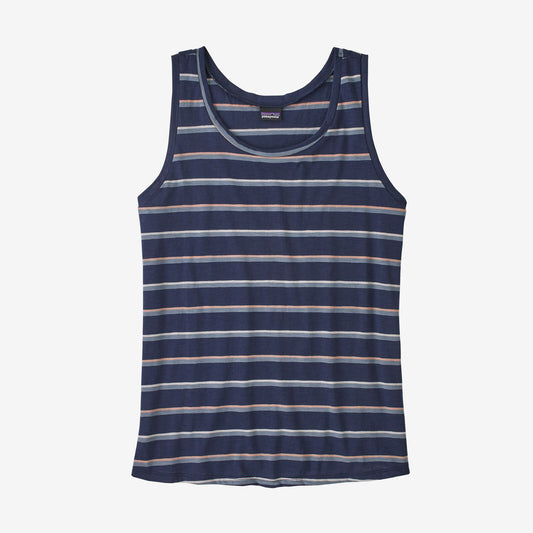 Womens Patagonia Mainstay Tank in Sunset Stripe: New Navy