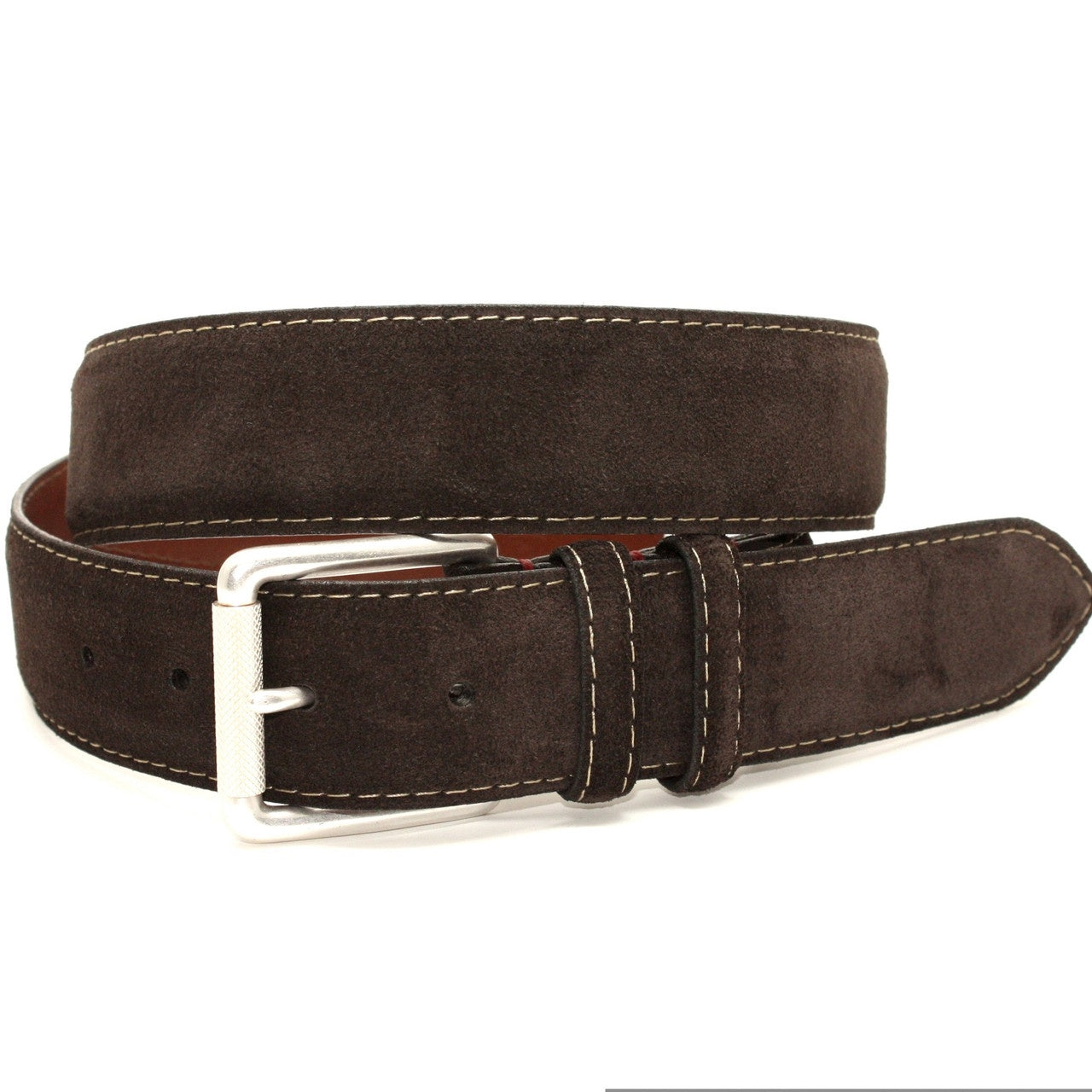 Torino Belts European Sueded Calfskin Belt in Brown