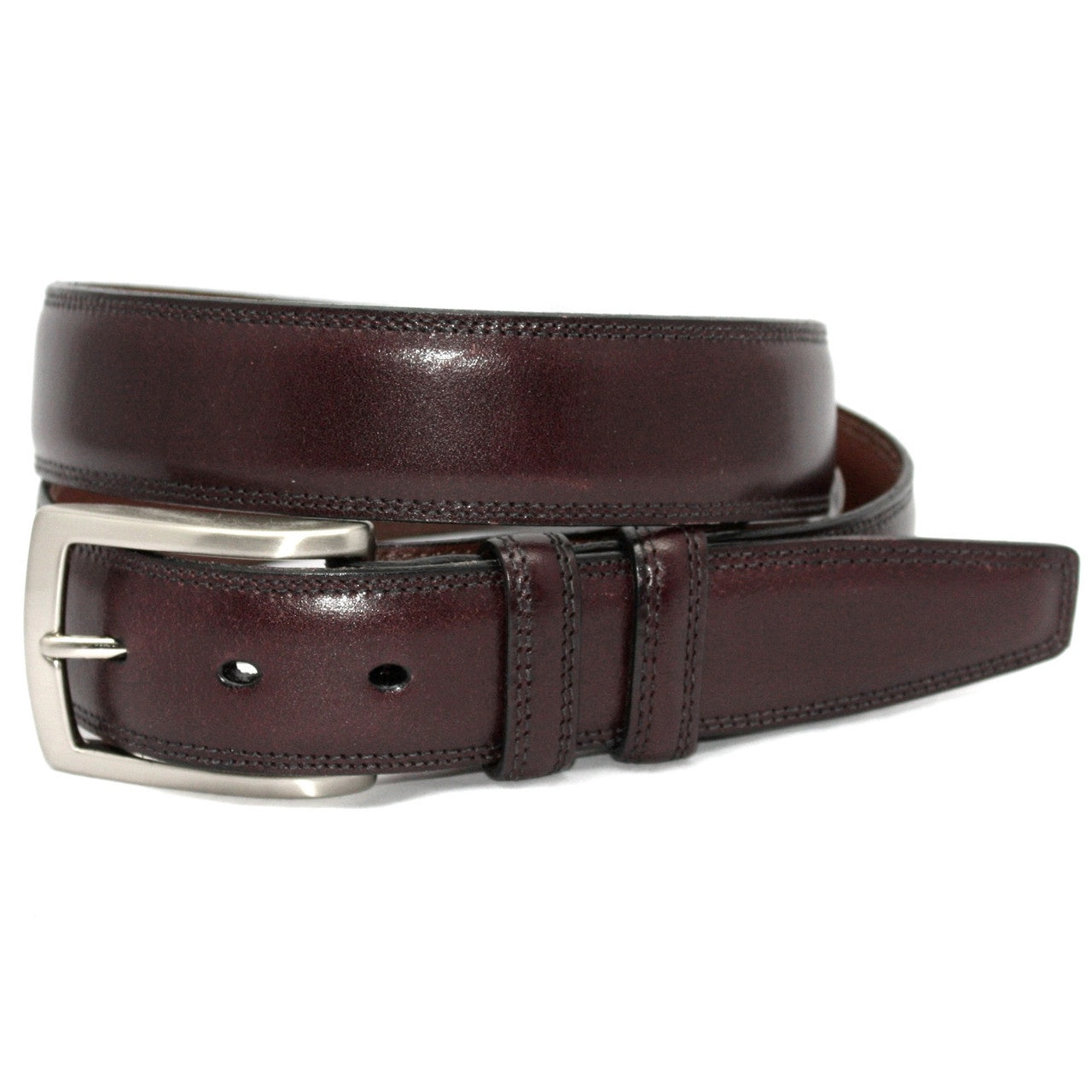 Torino Belts Italian Burnished Kipskin Belt in Burgandy