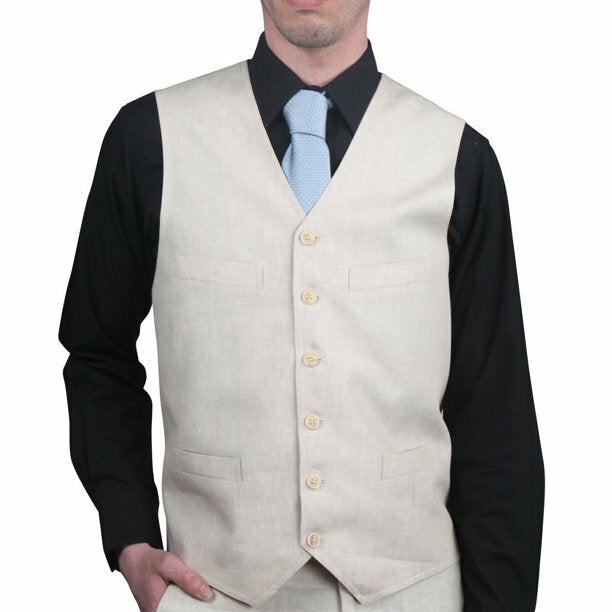 ENZO Linen Vest in Natural
