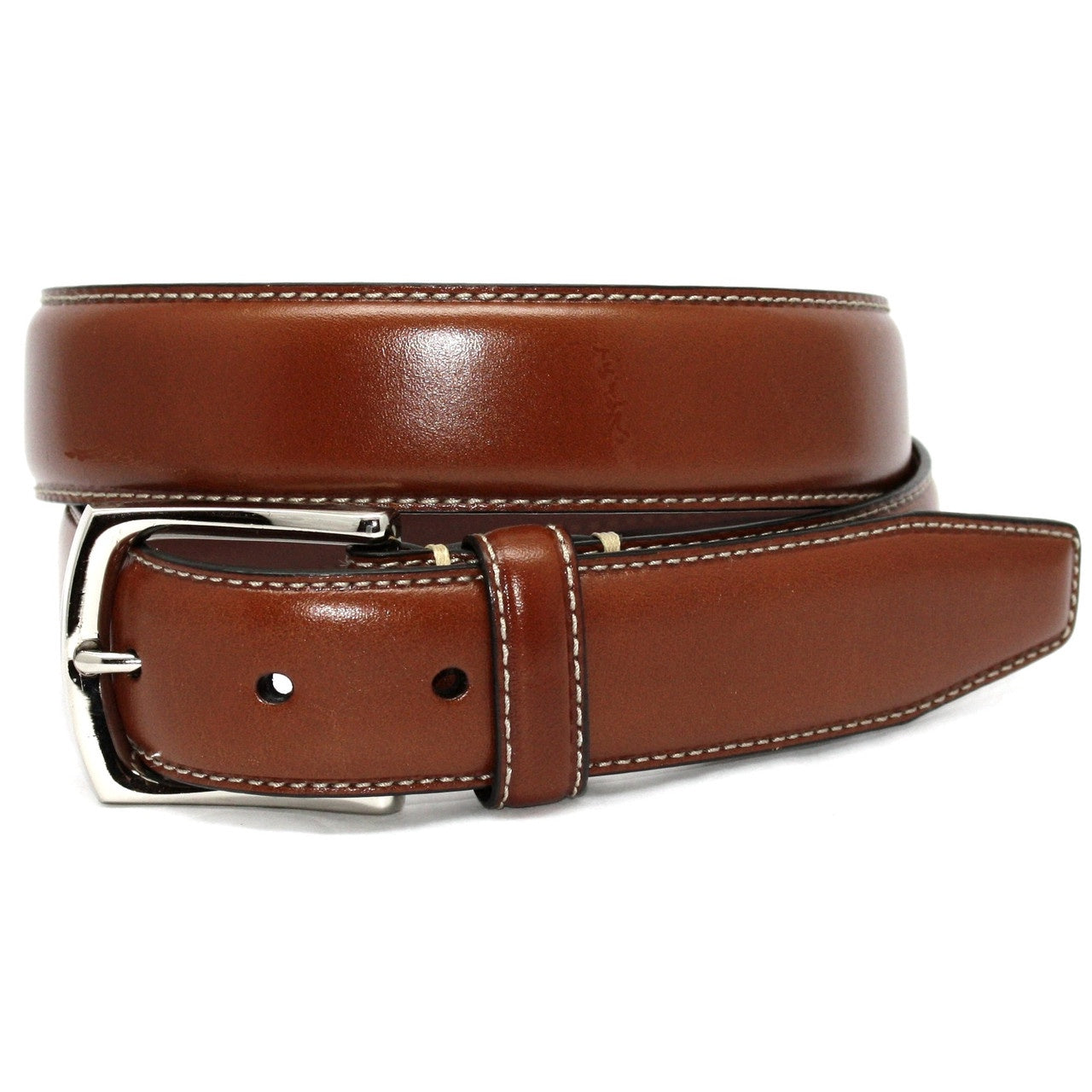 Torino Belts Burnished Tumbled Leather Belt in Saddle Tan