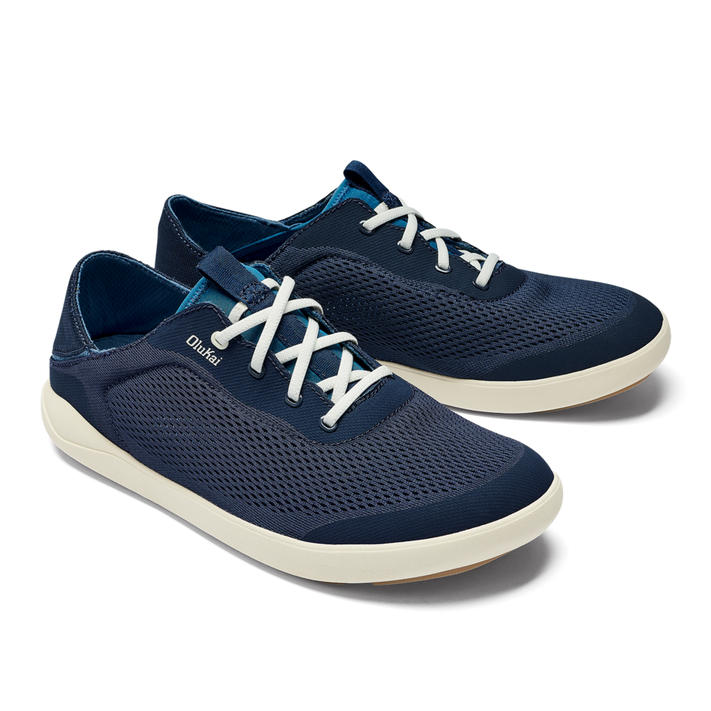 Olukai Mens Moku Pae Lace Up Shoe in Trench Blue/Off White