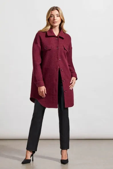Womens Tribal Boiled Wool Jacket in Red Wine