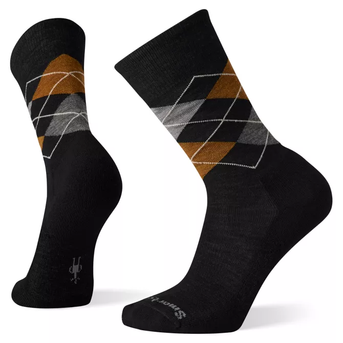 Smartwool Mens Diamond Jim Argyle Sock in Black/Acorn