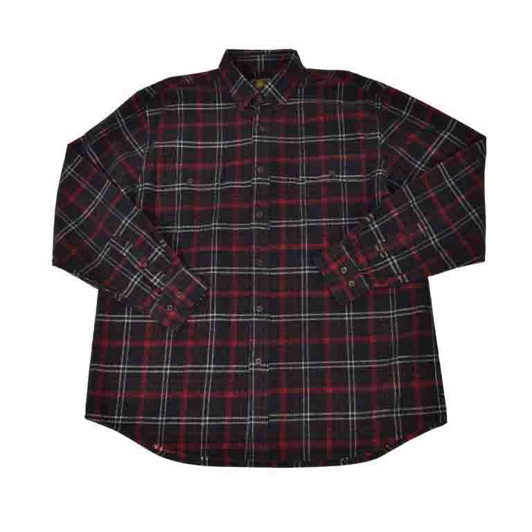 F/X Fusion Button Down Reverse Corduroy Sportshirt in Black/Red Plaid