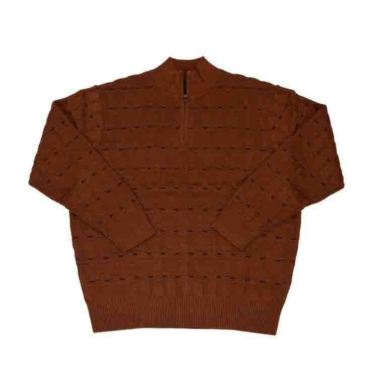 F/X Fusion Textured Quarter Zip Sweater in Butterscotch
