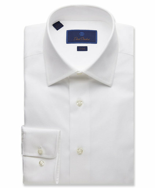 David Donahue Royal Oxford Trim Fit Dress Shirt in White