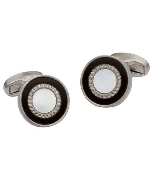 Pacific Silk Cufflinks in Round Lapis/MOP