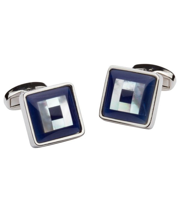 Pacific Silk Cufflinks in Keek Navy/White