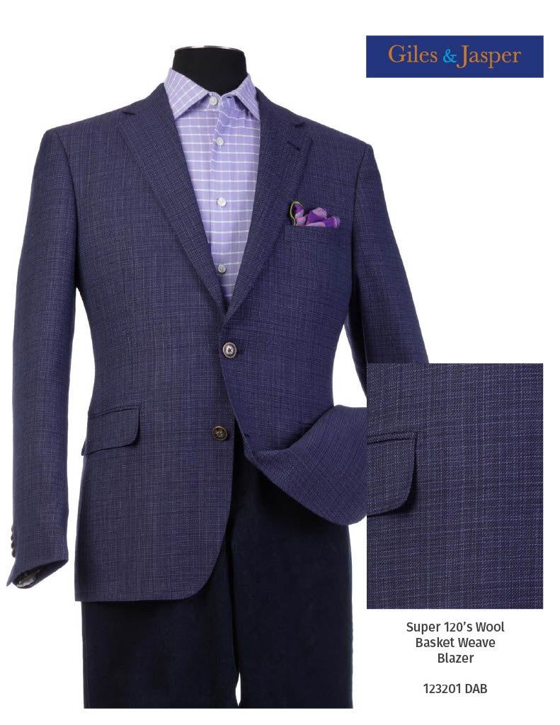 Giles & Jasper Super 120's Wool Basketweave Sportcoat in Dark Lavender