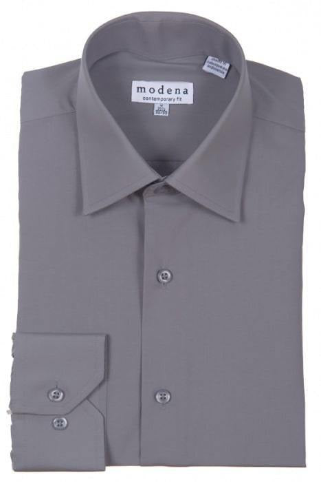 Modena Contemporary Fit Regular Cuff Wedding Shirt in Charcoal