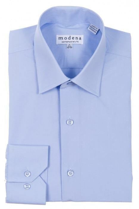 Modena Contemporary Fit Regular Cuff Wedding Shirt in Powder Blue-Big & Tall Sizes