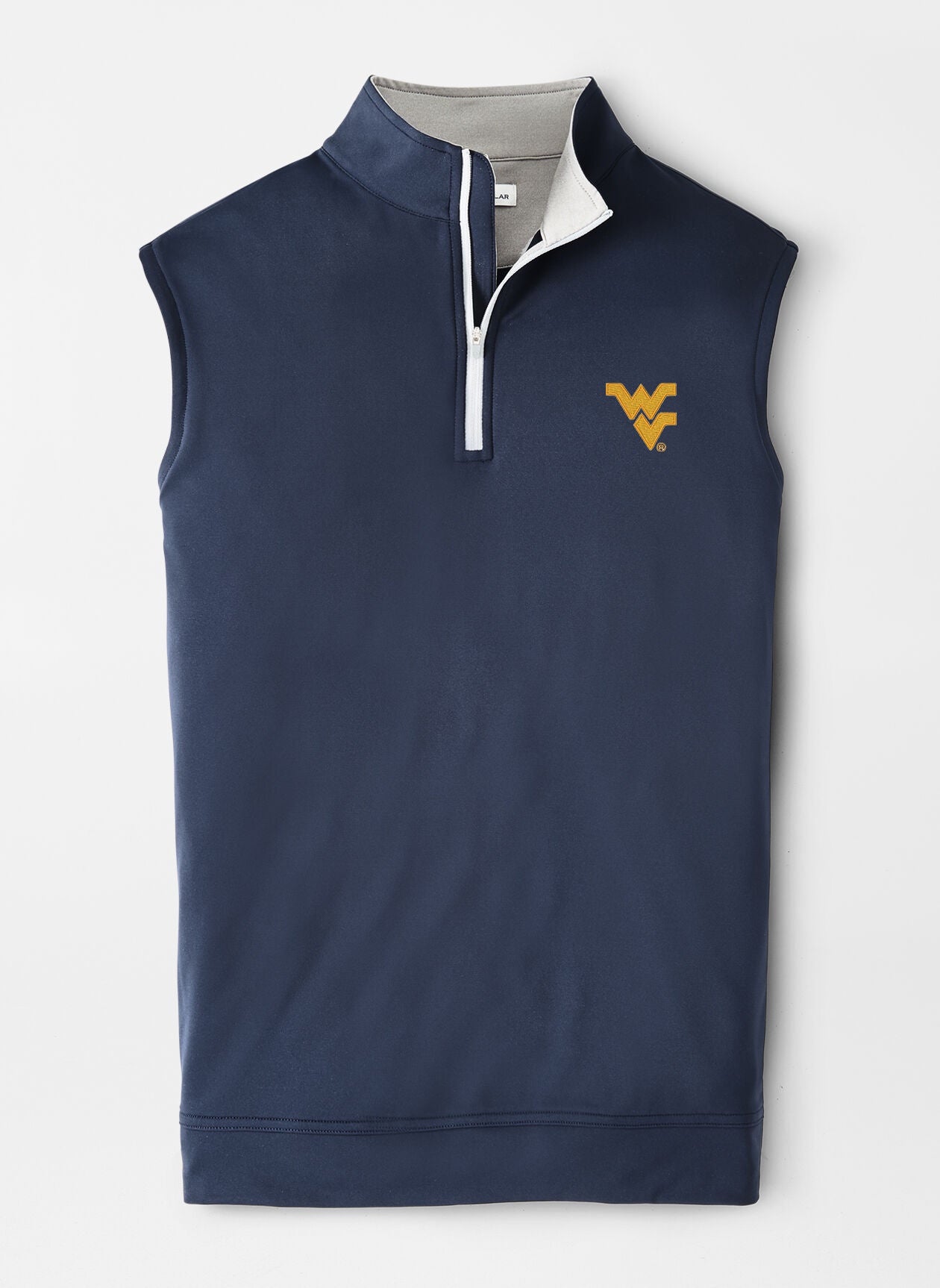 WVU Peter Millar Galway Stretch Loop Terry Quarter Zip Vest in