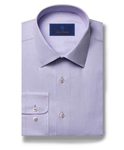 David Donahue Twill Dot Regular Fit Dress Shirt in Lilac