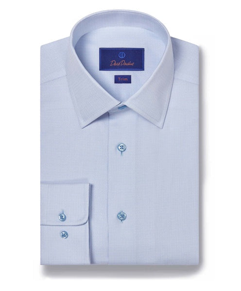 David Donahue Trim Fit Royal Oxford Dress Shirt in Sky/White