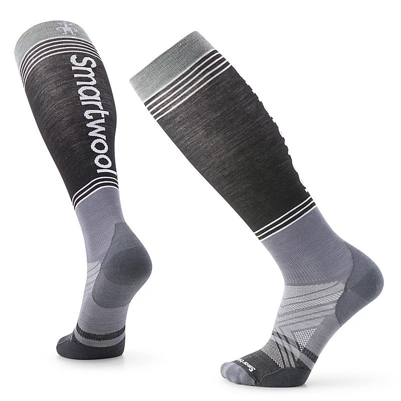 Women's Smartwool Ski Zero Cushion Logo Over The Calf Socks in Graphite