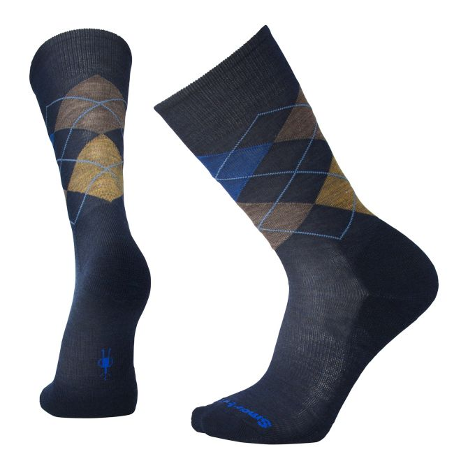 Smartwool Mens Diamond Jim Argyle Sock in Deep Navy/Desert Sand