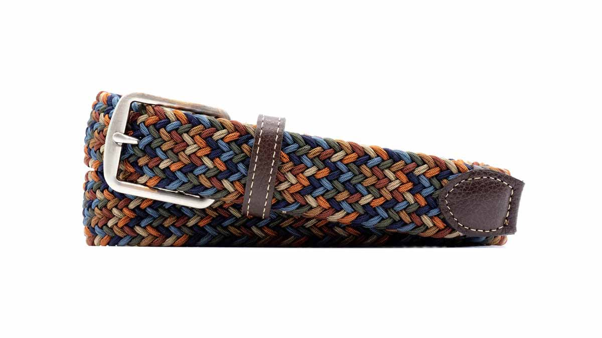 Martin Dingman Newport Woven Italian Rayon Elastic Belt in Autumn