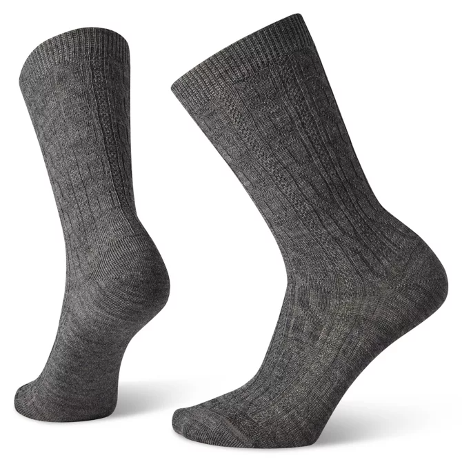 Ladies Smartwool Everyday Cable Crew Socks in Medium Grey