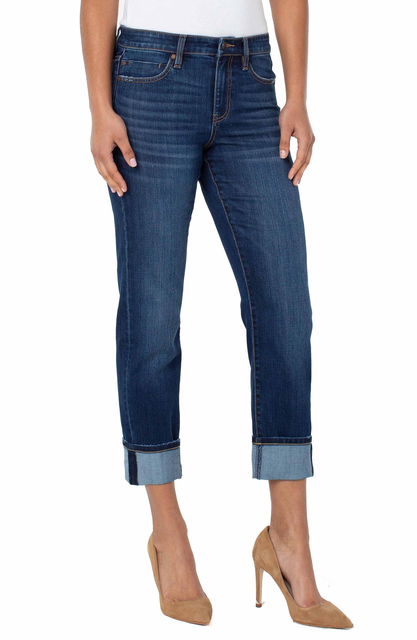 Womens Liverpool Marley Girlfriend Cuffed Eco Jean in Bartlett