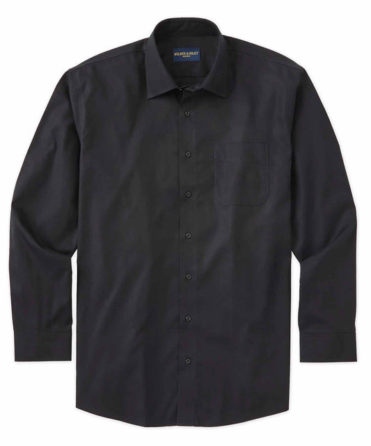 Wilkes & Riley Poplin Spread Collar Dress Shirt in Black-Big & Tall Sizes