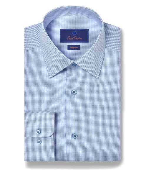 David Donahue Regular Fit Micro Dobby Dress Shirt in Sky