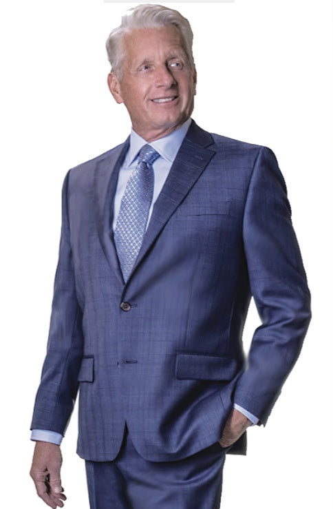 Petrocelli Jordan Slim Fit Pant in Blue Plaid