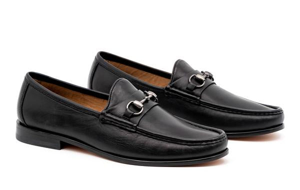 Martin Dingman Addison Calf Leather Horse Bit Loafer in Black