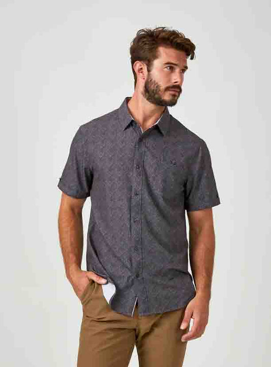7 Diamonds Athens Short Sleeve Sport Shirt in Charcoal
