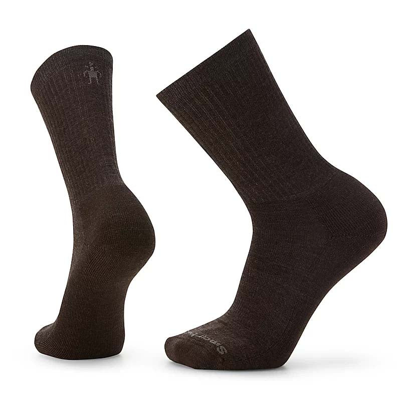 Smartwool Mens Everyday Solid Rib Light Cushion Crew Socks in Chestnut