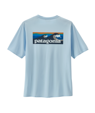 Patagonia Mens Capilene Cool Daily Graphic Waters SS Shirt in Boardshort Logo: Chilled Blue