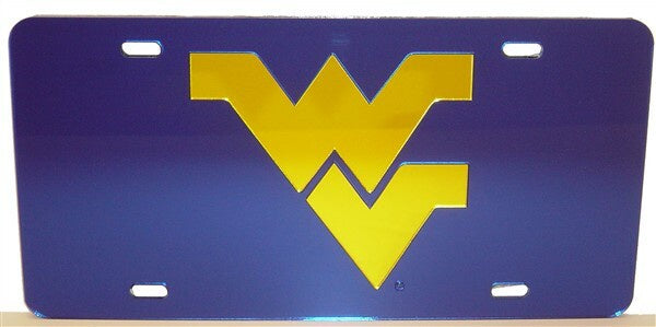 WVU Mirror License Plate in Navy