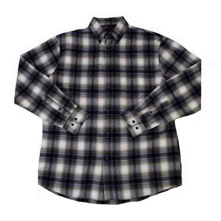 F/X Fusion Cotton Blend Brushed Flannel Sportshirt in Ecru Plaid