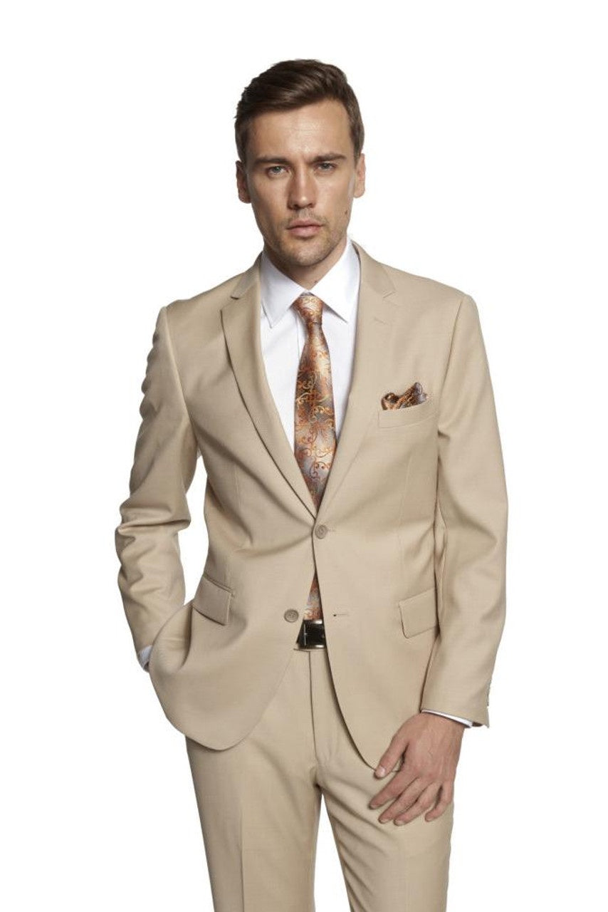 Giorgio Fiorelli Suit Men's Solid Beige Suit Beige / 50 Regular Giorgio Fiorelli Suit Men's Solid Beige Suit Beige / 50 Regular
