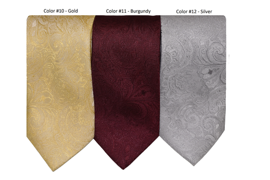 Jon Randall Tonal Paisley Silk Wedding Tie in Silver-Regular Length