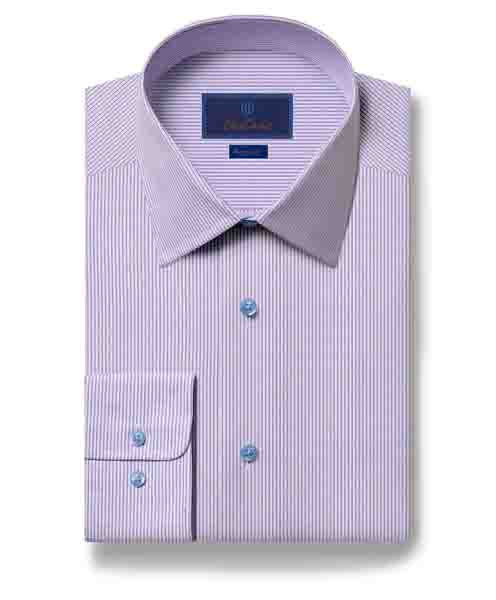 David Donahue Regular Fit Micro Dobby Dress Shirt in White/Lilac