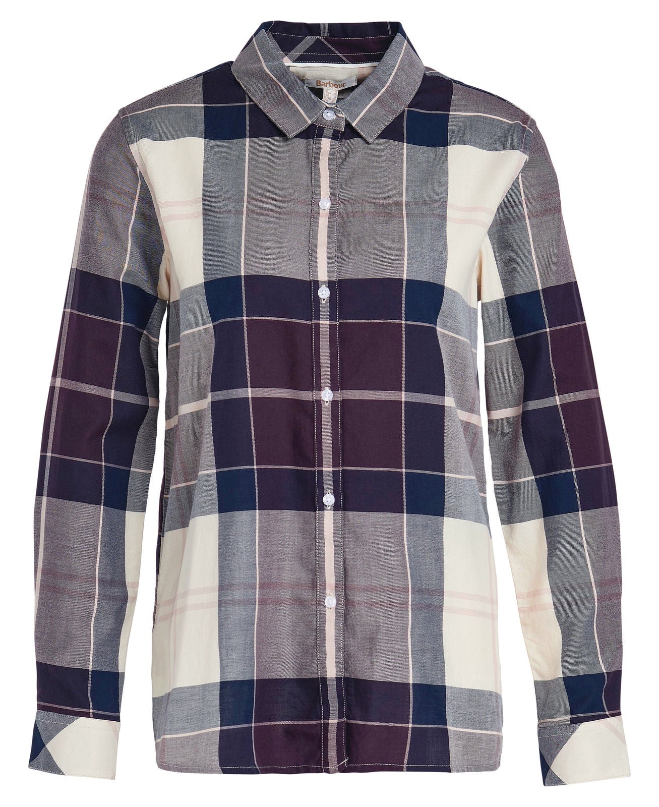 Womens Barbour Moorland Button Down Shirt in Cloud/Black Cherry