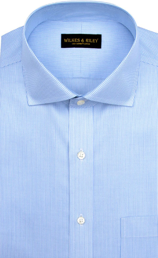 Wilkes & Riley Classic Fit Button Down Dress Shirt in Lt Blue Twill Stripe-Big & Tall Sizes