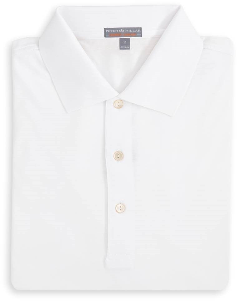 Peter Millar Solid Stretch Jersey Polo with Knit Collar in White