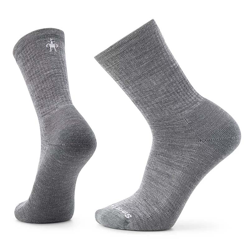 Smartwool Mens Everyday Solid Rib Light Cushion Crew Socks in Medium Grey