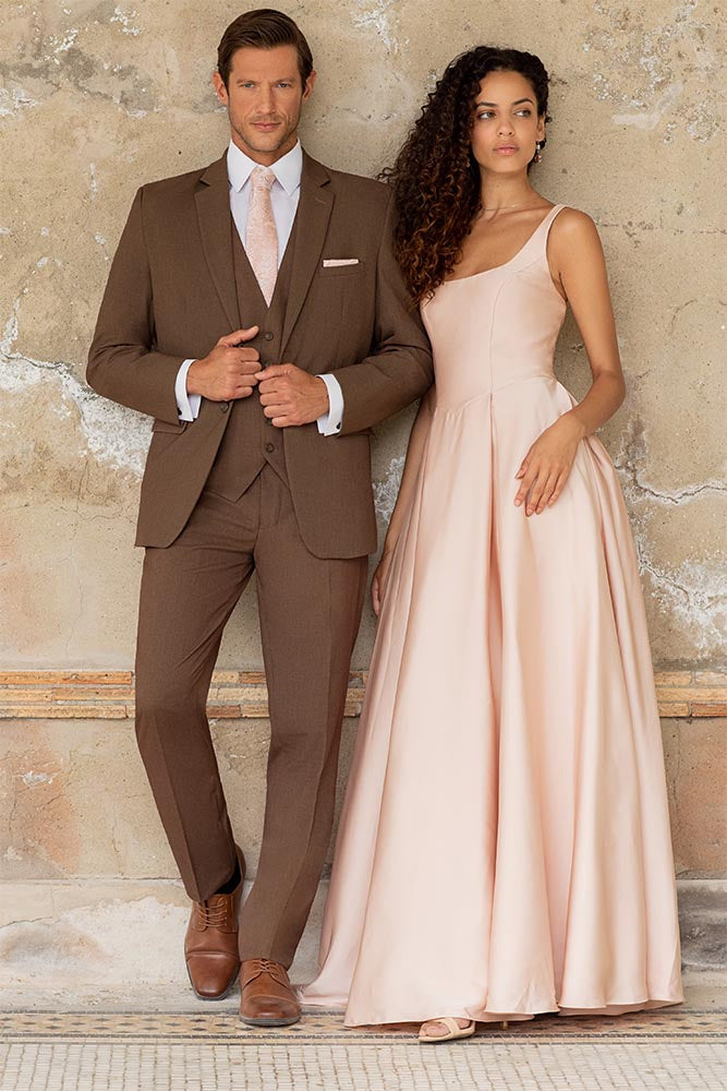 Larr Brio Metro Slim Fit Suit Pant in Cocoa