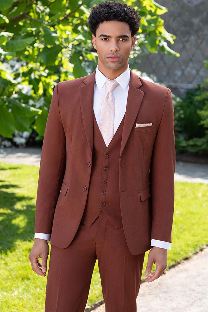 Larr Brio Metro Slim Fit Suit Pant in Rust