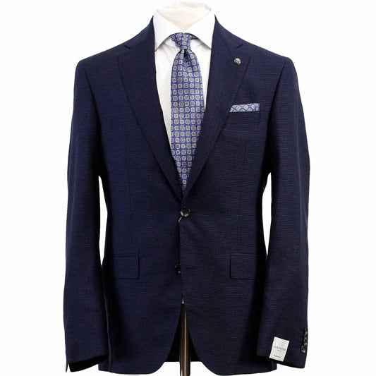 Jack Victor Modern Fit Espirit Super 110s Wool Blend Suit in Navy Micro Check