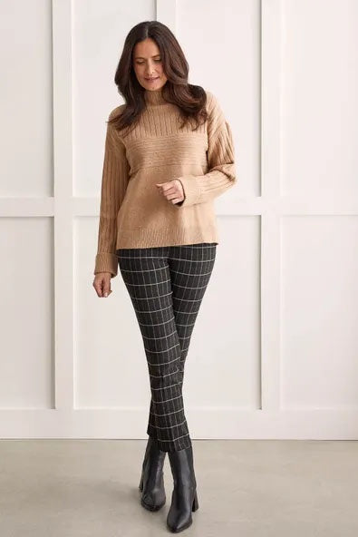 Womens Tribal Long Sleeve Funnel Neck Sweater in Nomad