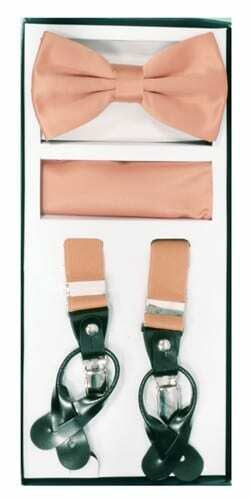 Vesuvio Napoli Suspenders, Bow Tie & Hankerchief Set in Peach